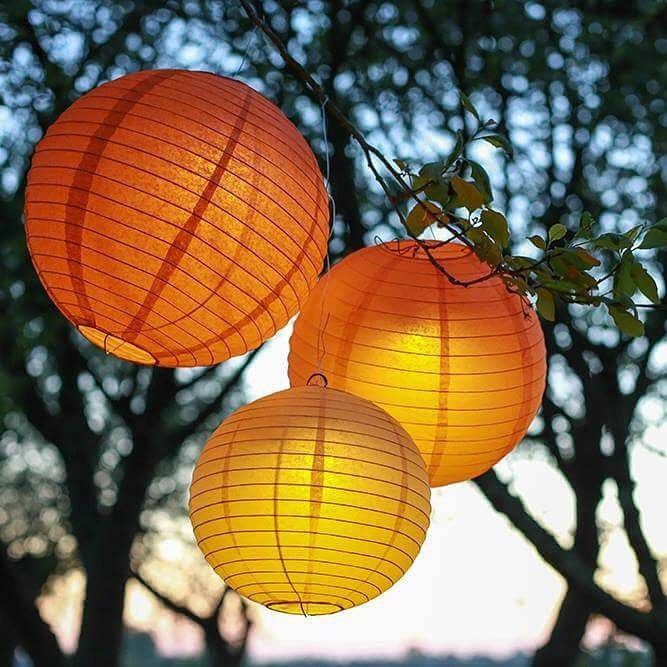 Oranje lampion rijstpapier 35 cm