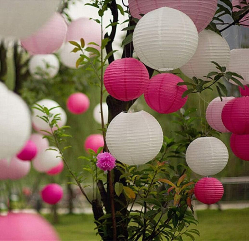 Fuchsia roze lampion rijstpapier 35 cm