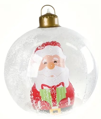 Grote kerstbal doorzichtig 60 cm - Kerstman erin
