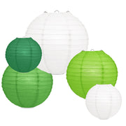 Lampionnen pakket 18 stuks - Groene en witte papieren lampionnen
