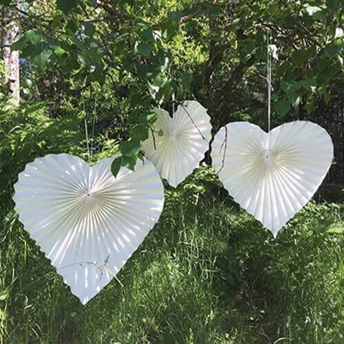 Witte decoratie hart plisse papier 30 cm
