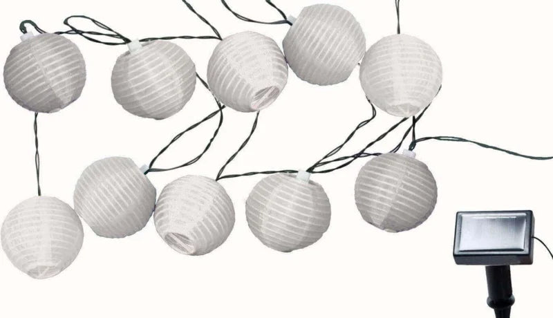 Witte solar lampionnen slinger met LED verlichting
