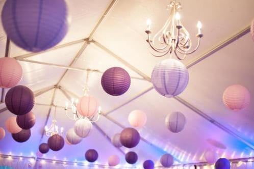 Lampionpakket 35 stuks - Paarse, lila en witte lampionnen van papier