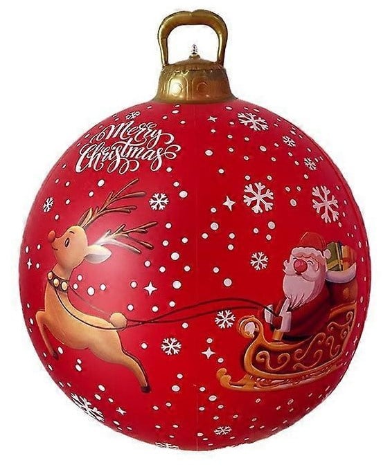 Grote kerstbal rood 60 cm - Kerstman met slee