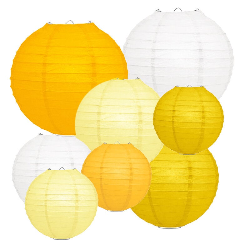 Lampionnenpakket 60 stuks - Geel en wit