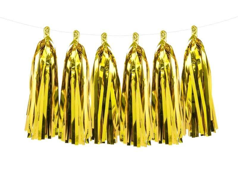 Tassel slinger goud 2 m. met 12 kwastjes