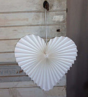 Witte decoratie hart plisse papier 30 cm