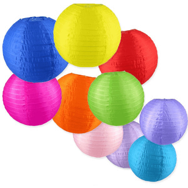 10 nylon buitenlampionnen in een kleurmix