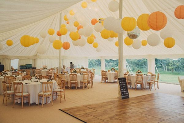 Gele lampion rijstpapier 50 cm