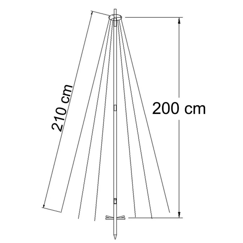 Vlaggenmast kerstboomverlichting 196 led lampjes