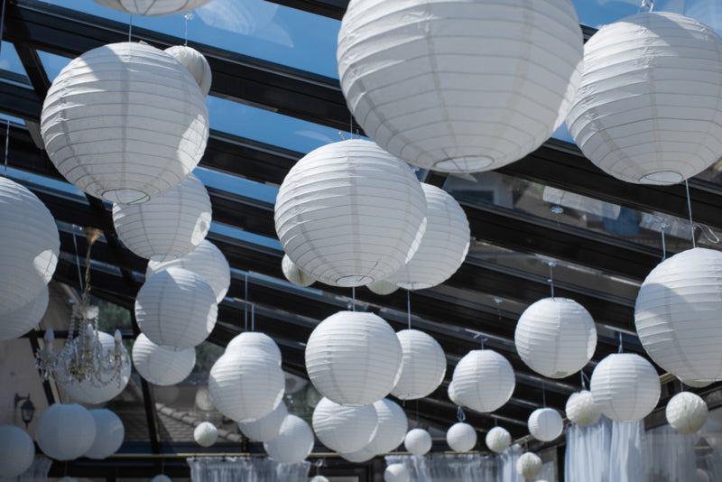 Lampionpakket met 25 witte lampionnen rijstpapier