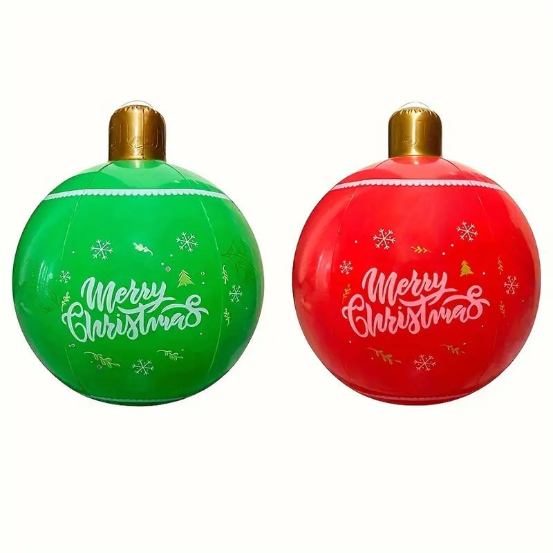Set 2 grote kerstballen 48 cm - rood en groen