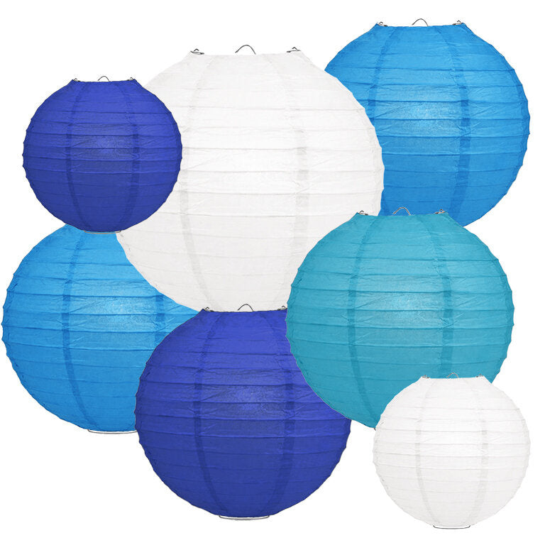 Lampionnenpakket 60 stuks - Blauw en wit