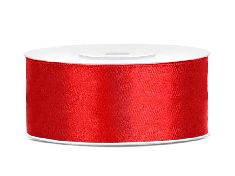 Rol satijnlint rood - 25 meter