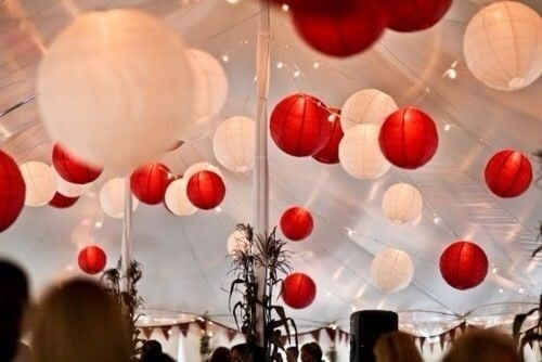 Rode lampion rijstpapier 50 cm