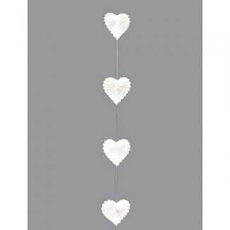 Witte hartjes slinger plissé papier 175 cm
