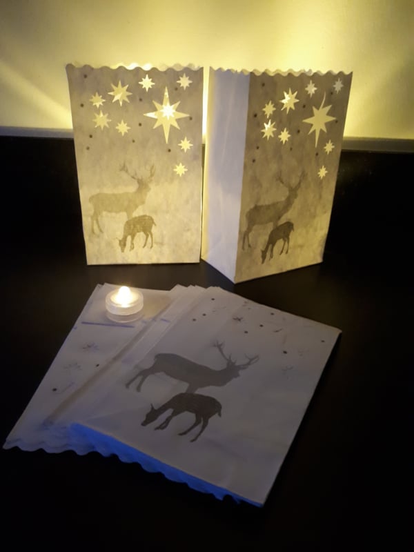 Candlebag Rendier - 10 kleine kaarsenzakjes