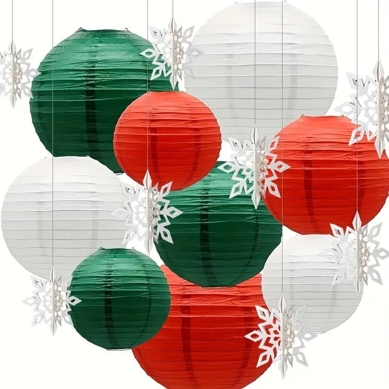 Lampion pakket met sneeuwvlokslingers - 40 delig
