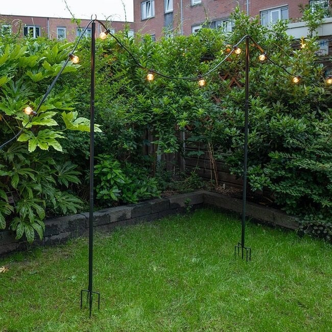 Metalen paal voor lichtsnoer 2,4 meter - set a 2 stuks