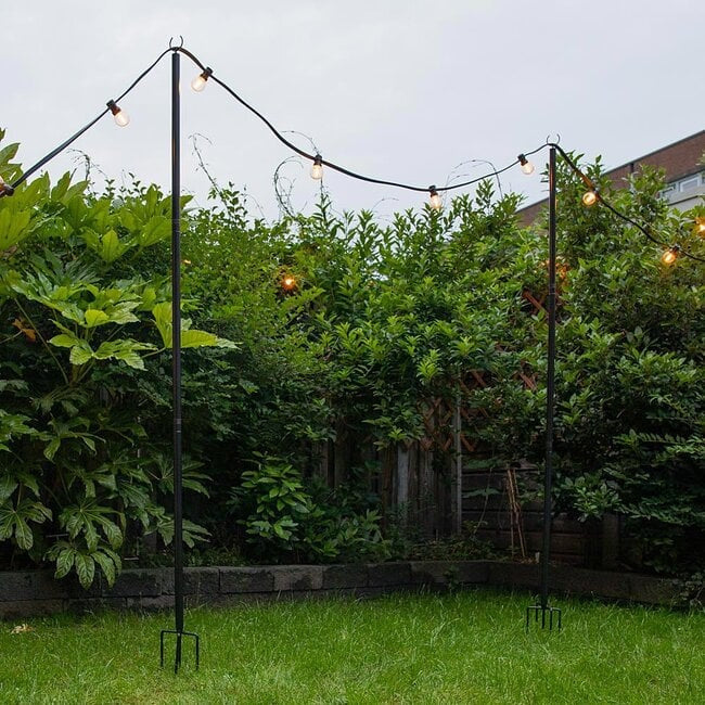 Metalen paal voor lichtsnoer 3 meter - set a 2 stuks