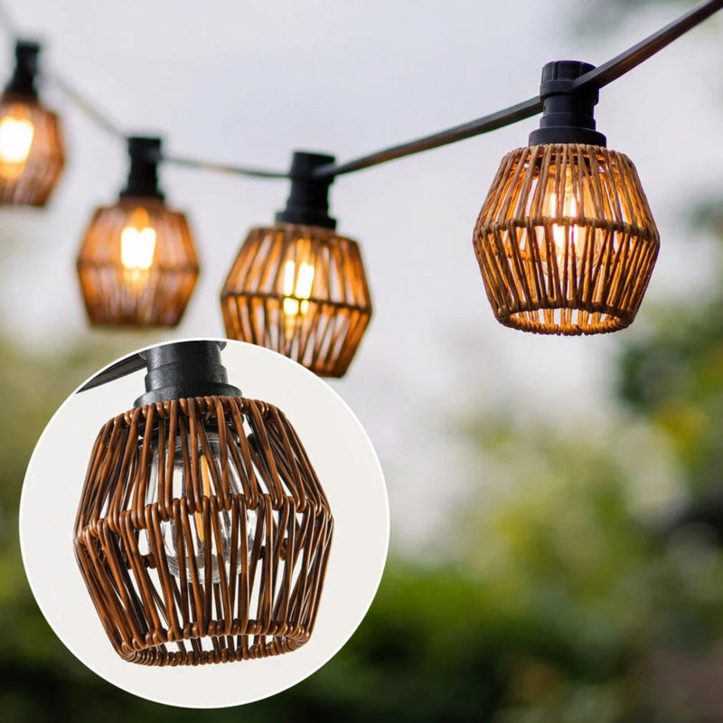Prikkabel 10 m inclusief 10 boho lampenkapjes voor buiten