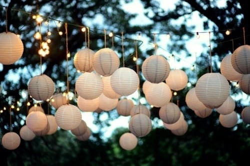 Lampionpakket met 100 witte lampionnen bruiloftversiering