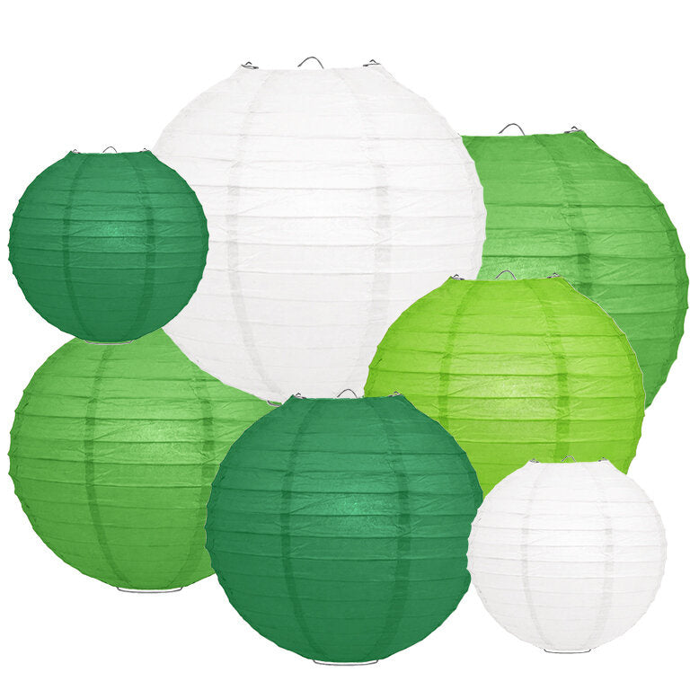 Lampionnenpakket 60 stuks in groen en wit