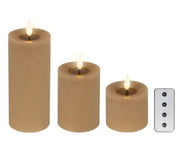 Set 3 LED-Kaarsen bruin met afstandsbediening