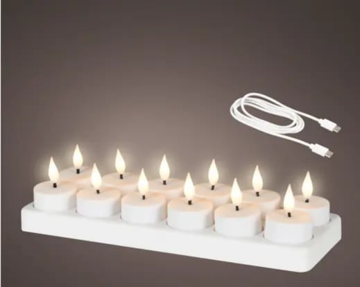 Set 12 LED waxinelichtjes oplaadbaar