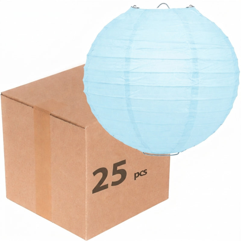 25x lichtblauwe papieren lampionnen van 50 cm