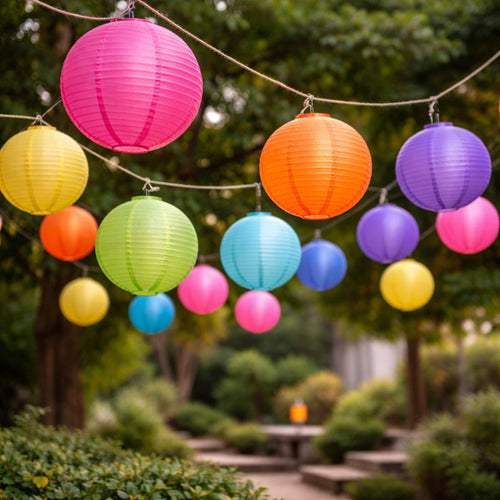10 nylon buitenlampionnen in een kleurmix