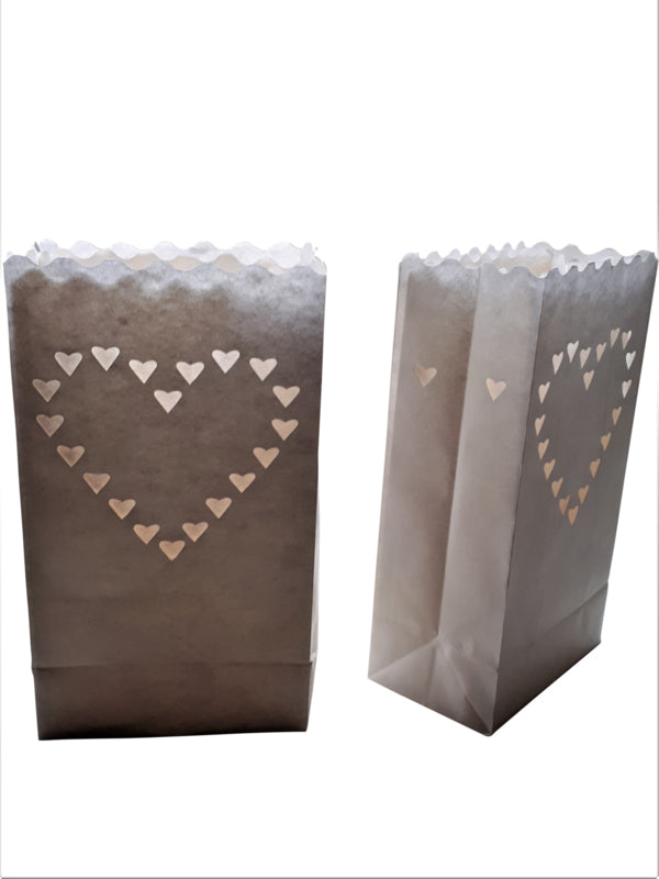 Candle bag Hartjes - 10 grote kaarszakken