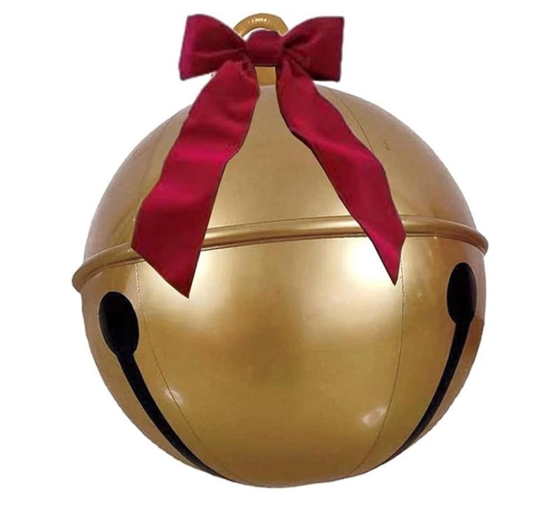 Opblaasbare kerstbal Jingle Bell met rode strik - 60 cm