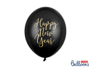 Ballon zwart Happy Newyear - 6 stuks