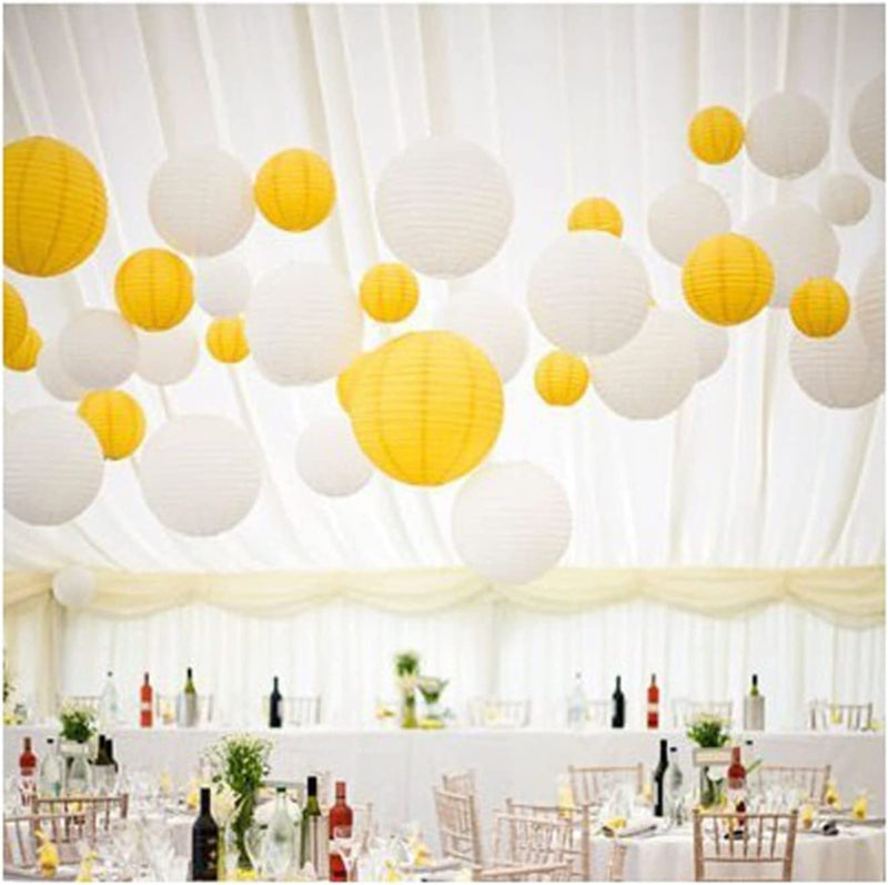 Donkergele lampion rijstpapier 35 cm