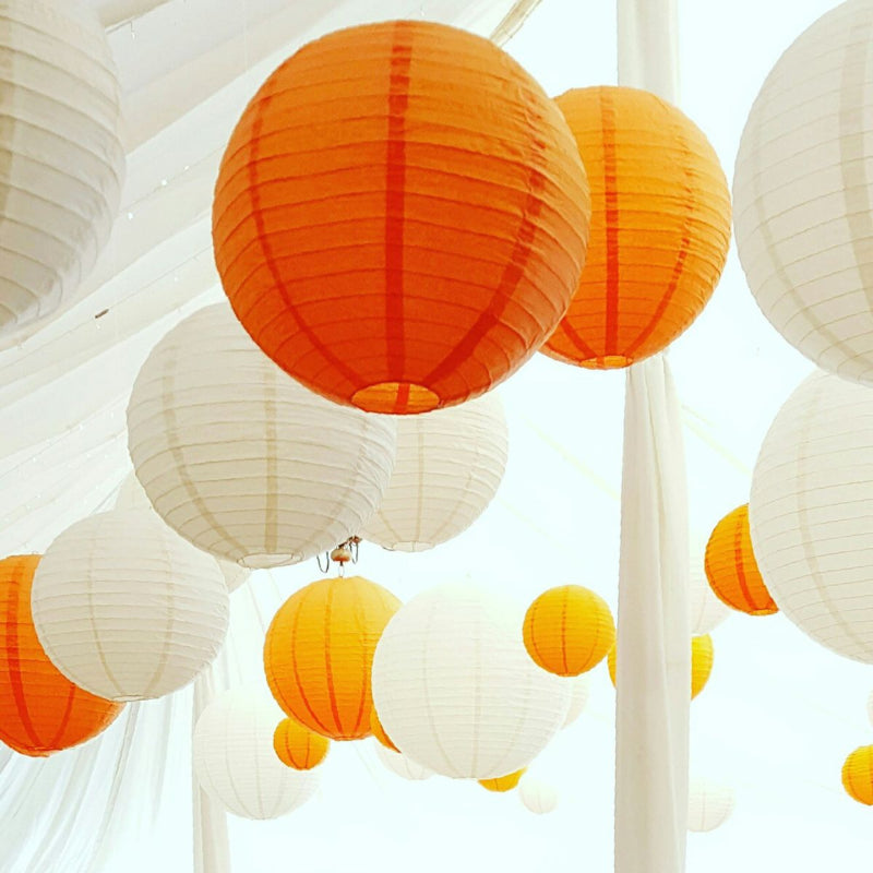 Oranje lampion rijstpapier 50 cm