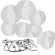 20 witte buitenlampionnen + prikkabel ledverlichting