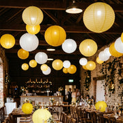 Lampionpakket 35 stuks - Gele en witte papieren lampionnen