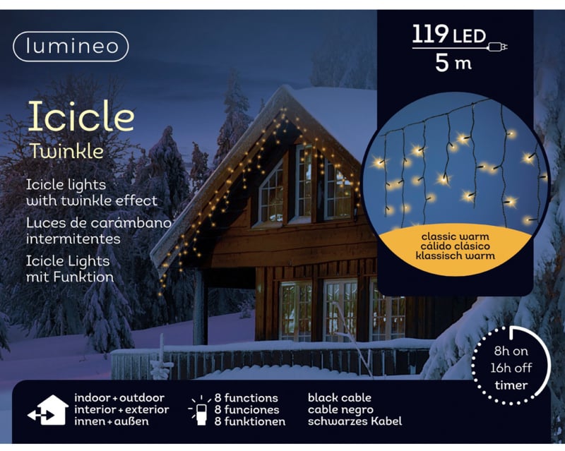 Lumineo ijspegel kerstverlichting 5 meter - 119 leds