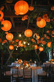 Oranje lampion rijstpapier 50 cm