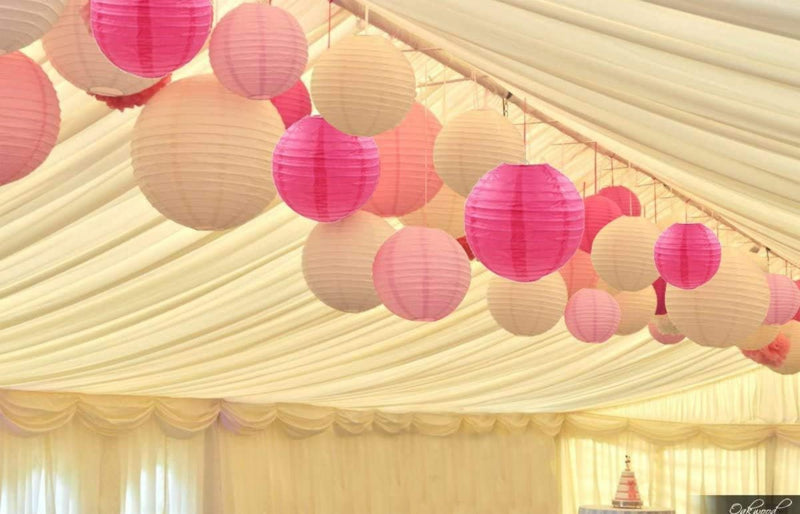 Lampionpakket 100 stuks - Roze en witte lampionnen rijstpapier