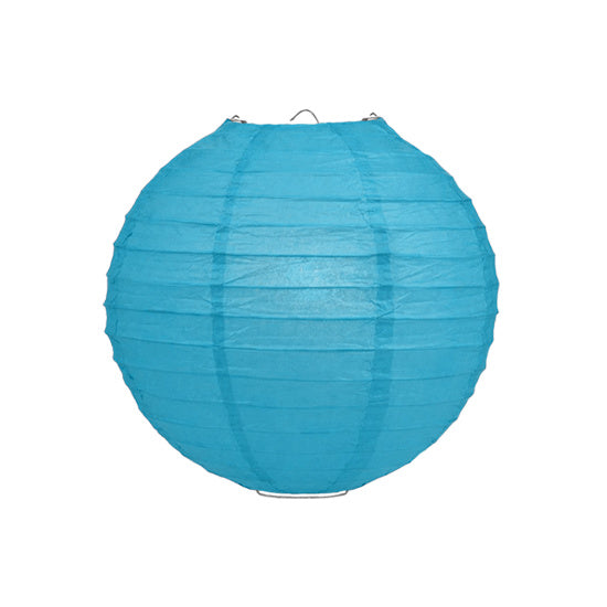 Azuurblauwe lampion rijstpapier 20 cm