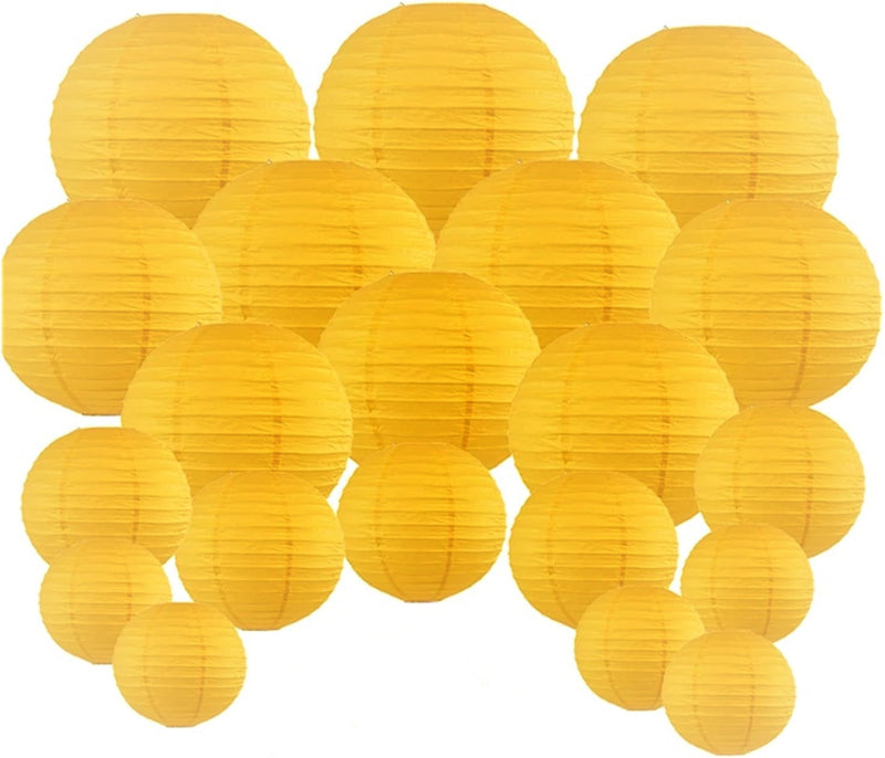 Lampionpakket 35 stuks - ei-gele lampionnen van rijstpapier
