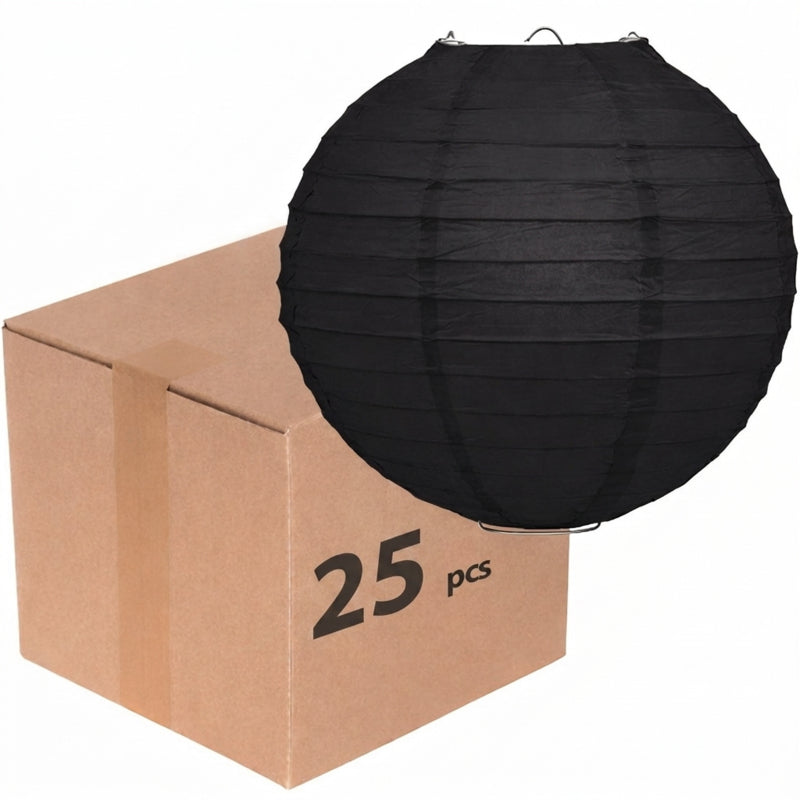 25x zwarte papieren lampionnen van 50 cm