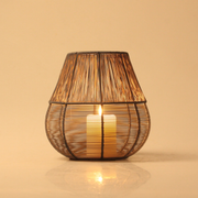 Draad lantaarn grijs goud 20 cm