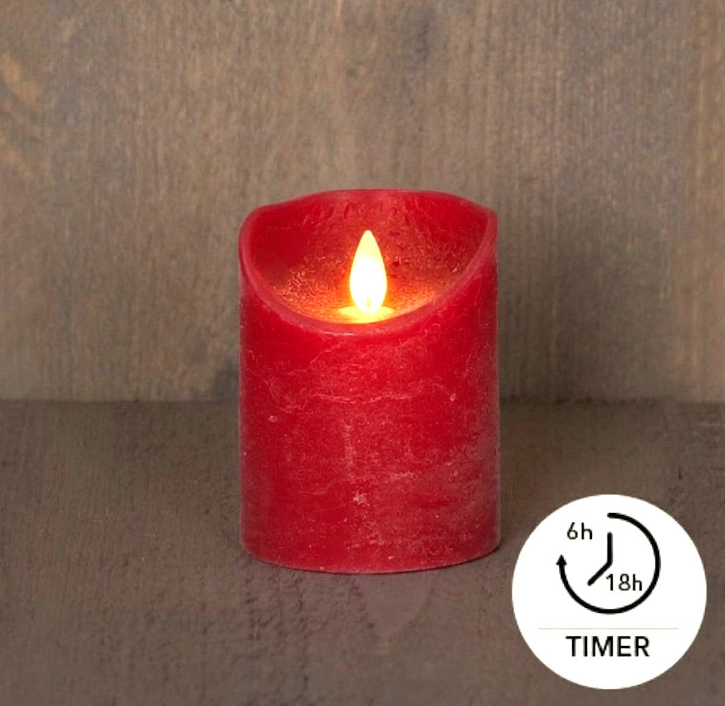 Rode wax LED kaars realistische vlam en timer