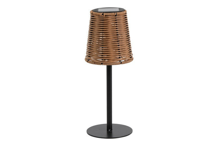 Rotan solar tafellamp op voet voor buiten