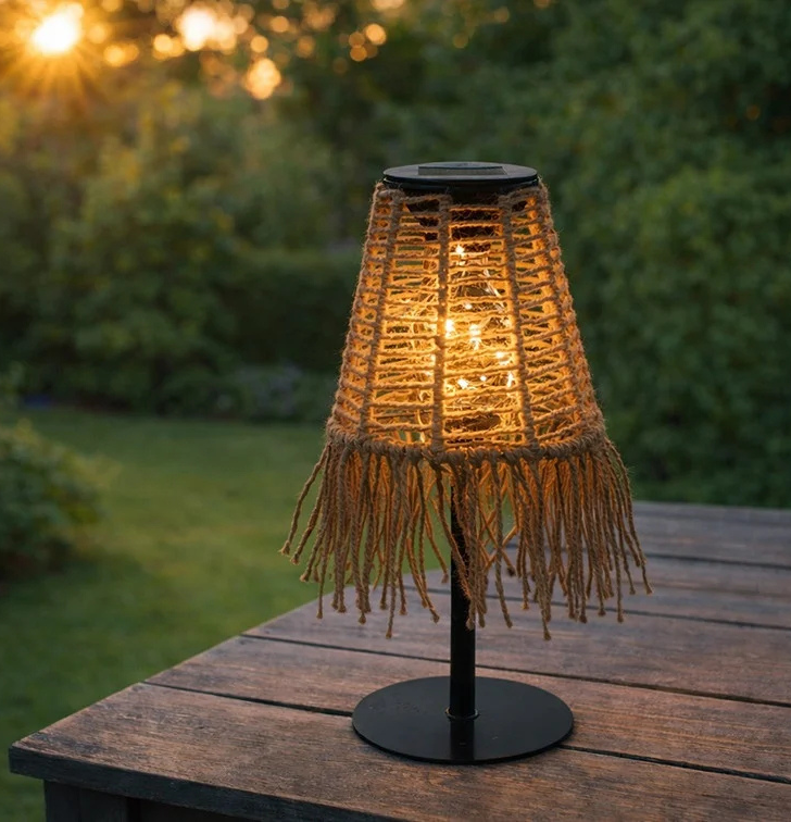 Solar tafellamp jute franjes voor buiten - Onodia