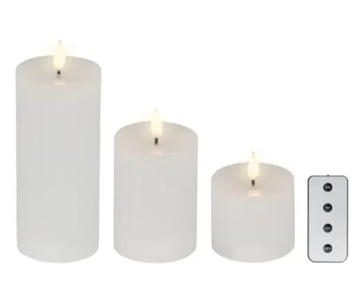 Set 3 LED-Kaarsen wit met afstandsbediening