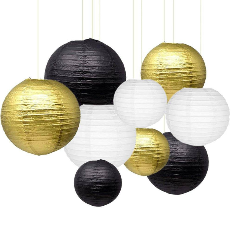 Zwarte lampion rijstpapier 20 cm
